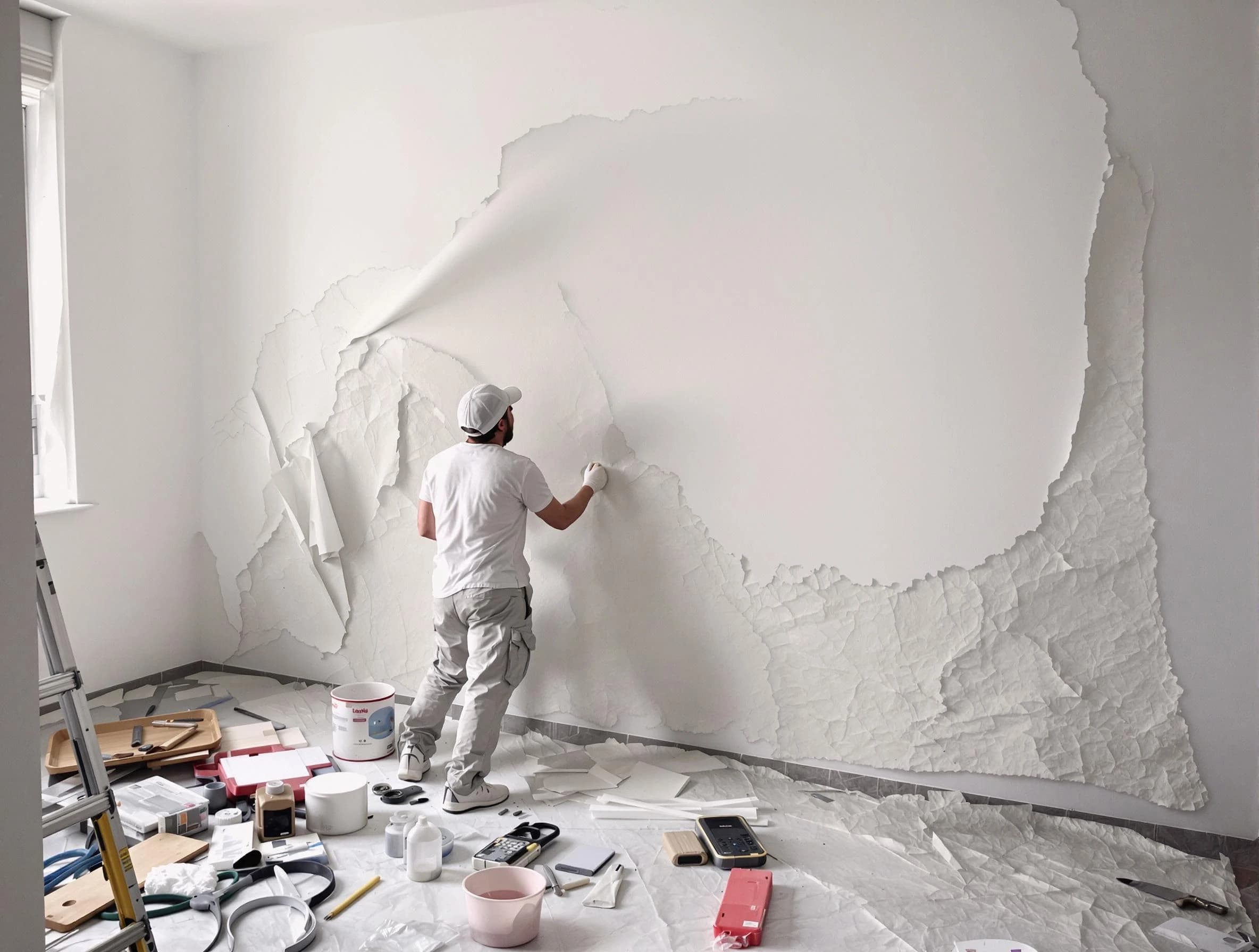 Removing old wallpaper to reveal clean walls by Parma Heights House Painters in Parma Heights
